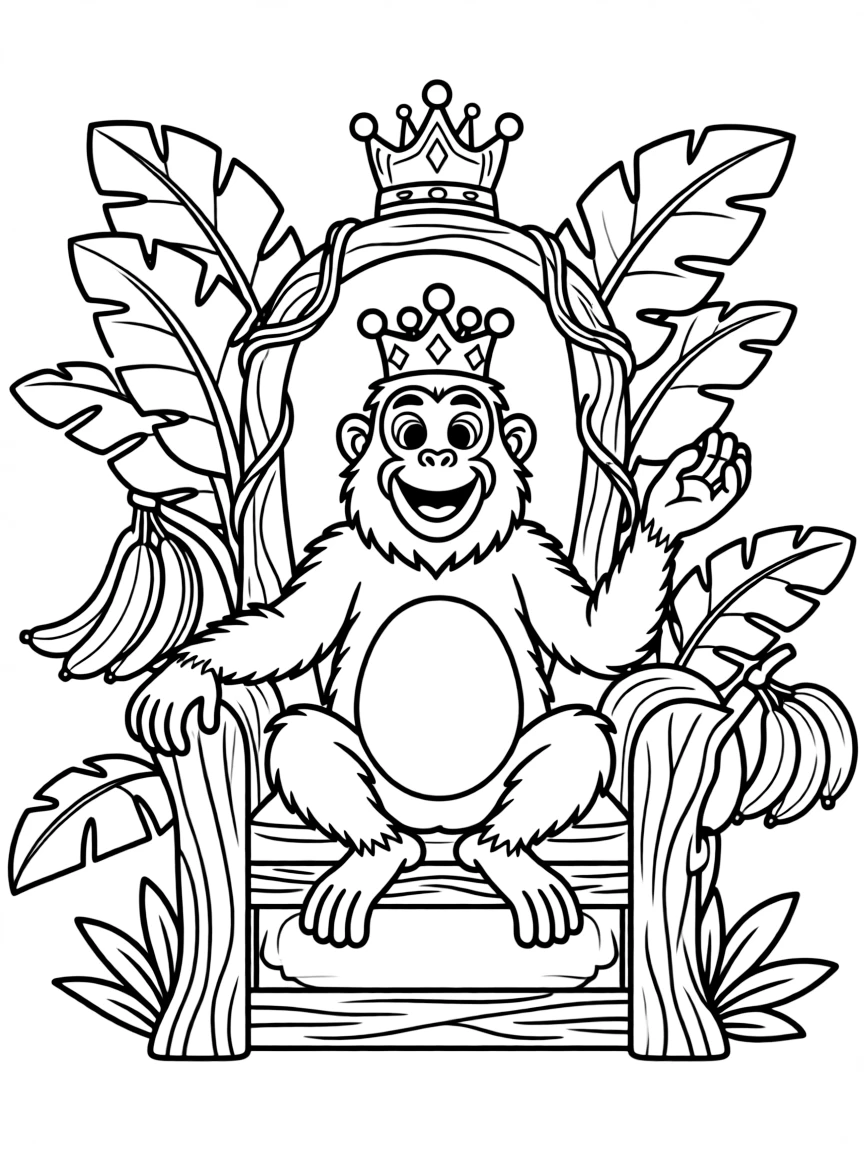 (The Jungle Book) King Louie the orangutan sitting on his jungle throne