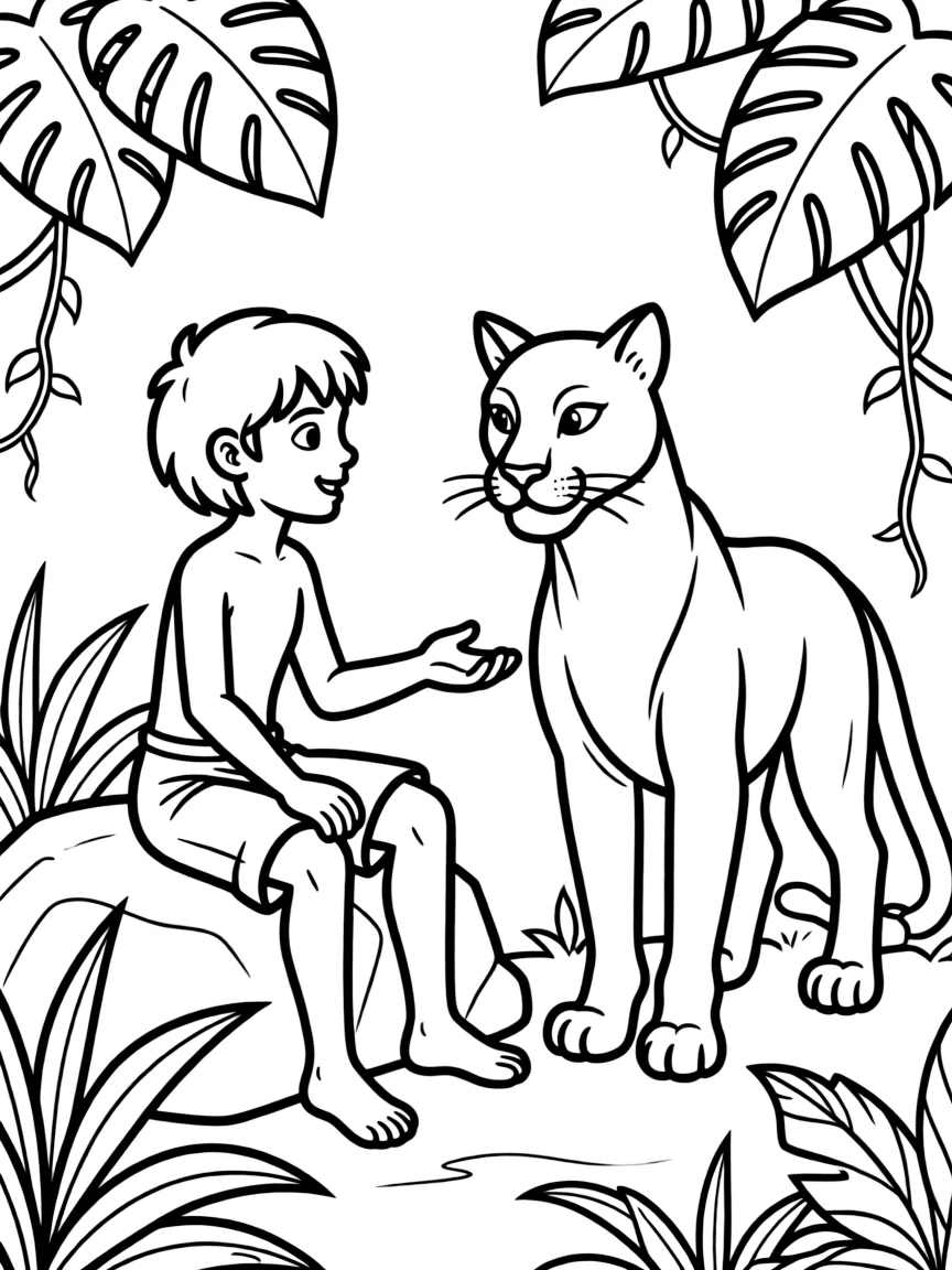 (The Jungle Book) Mowgli meeting Bagheera for the first time