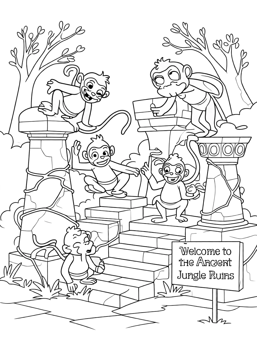 (The Jungle Book) King Louie’s monkey minions playing in the ruins
