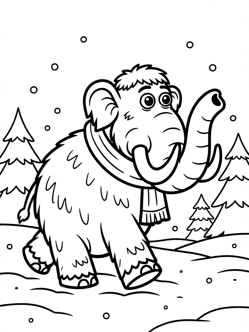 (Ice Age) A friendly woolly mammoth named Manny walking through the snow