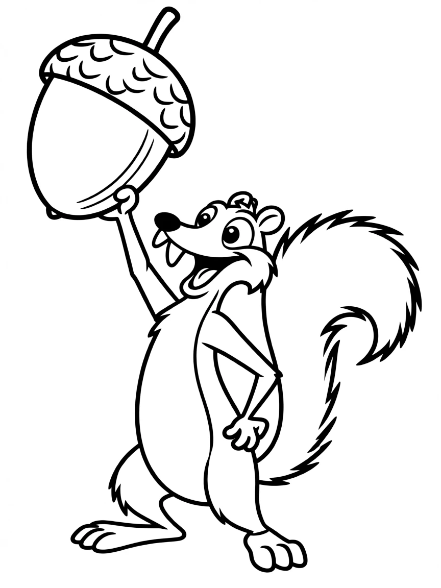 (Ice Age) Scrat holding his acorn high like a treasure