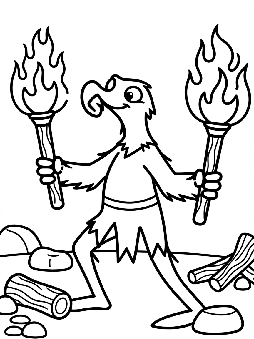 (Ice Age) Sid pretending to be a fire god with torches