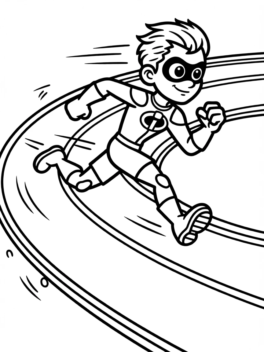 (The Incredibles) Dash running super fast around a track
