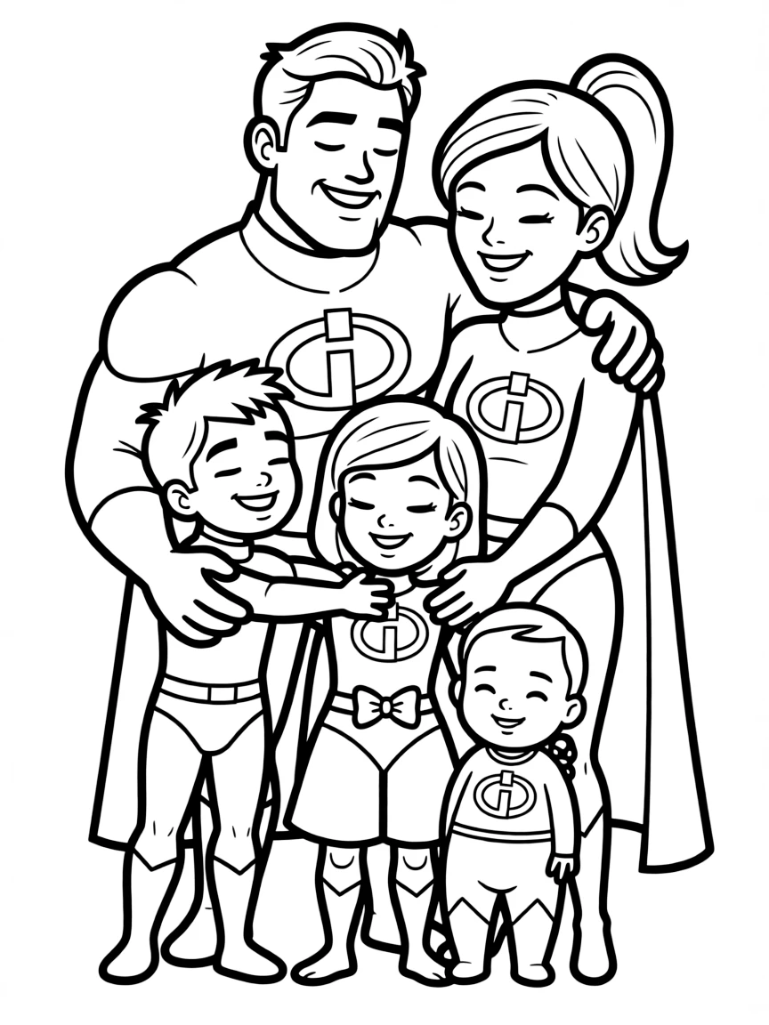 (The Incredibles) The entire family giving each other a group hug