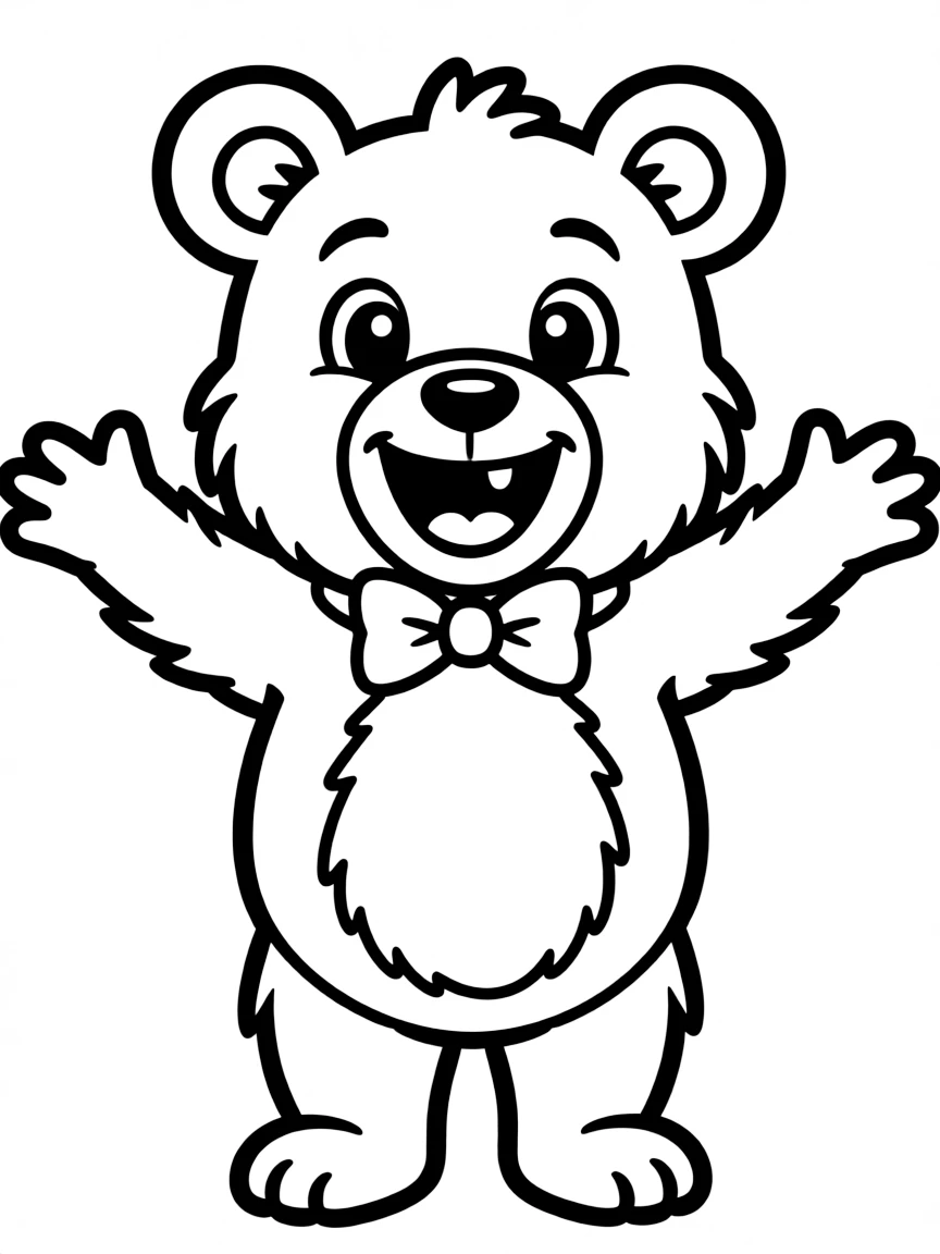 Cheerful cartoon bear coloring page