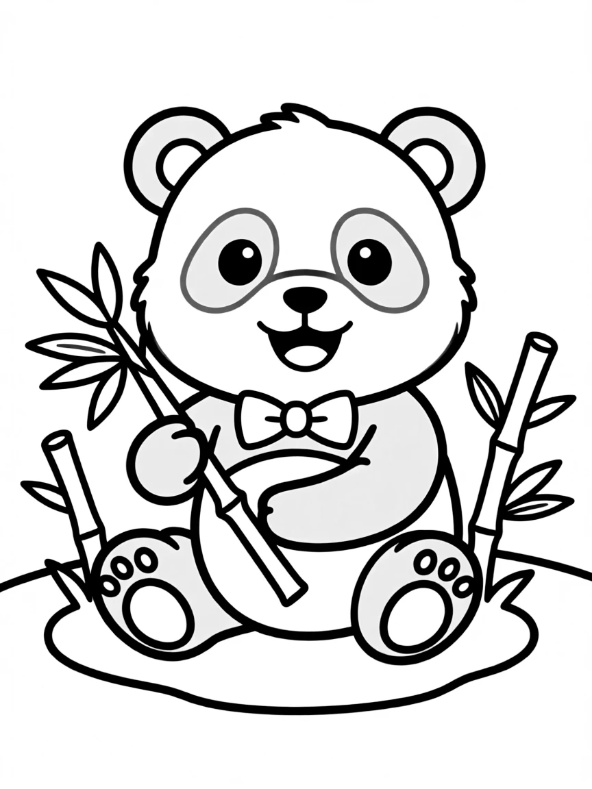 Cheerful cartoon panda coloring page