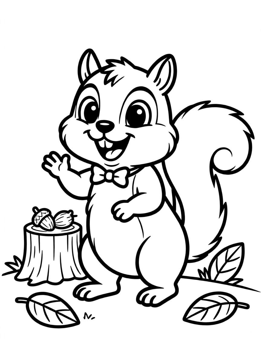 Cheerful cartoon chipmunk coloring page