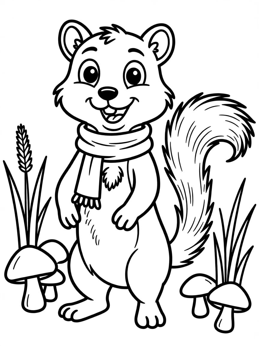 Cheerful cartoon weasel coloring page