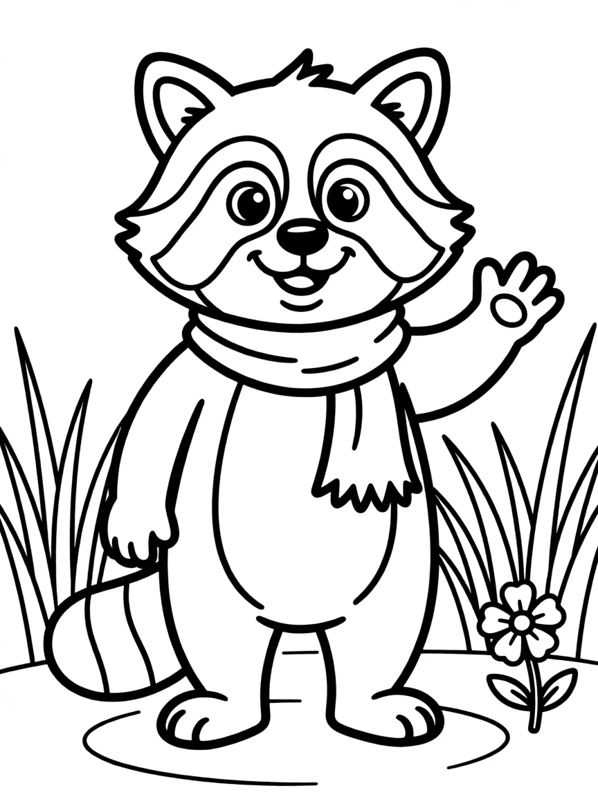 Cheerful cartoon badger coloring page