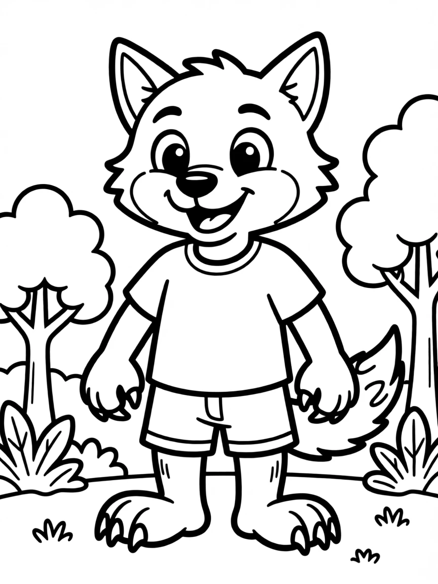 Cheerful cartoon wolverine coloring page