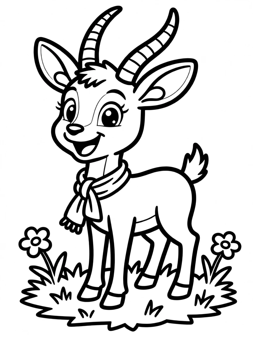 Cheerful cartoon antelope coloring page