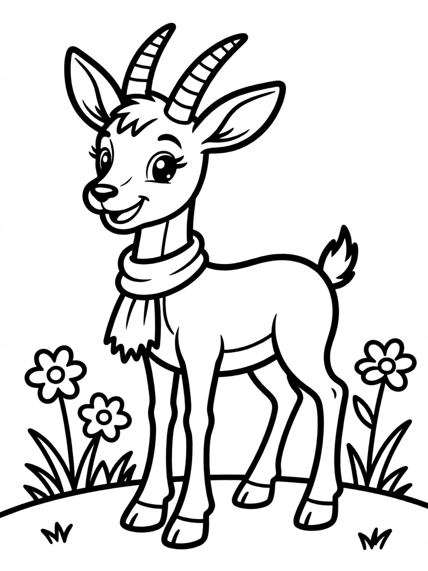 Cheerful cartoon gazelle coloring page