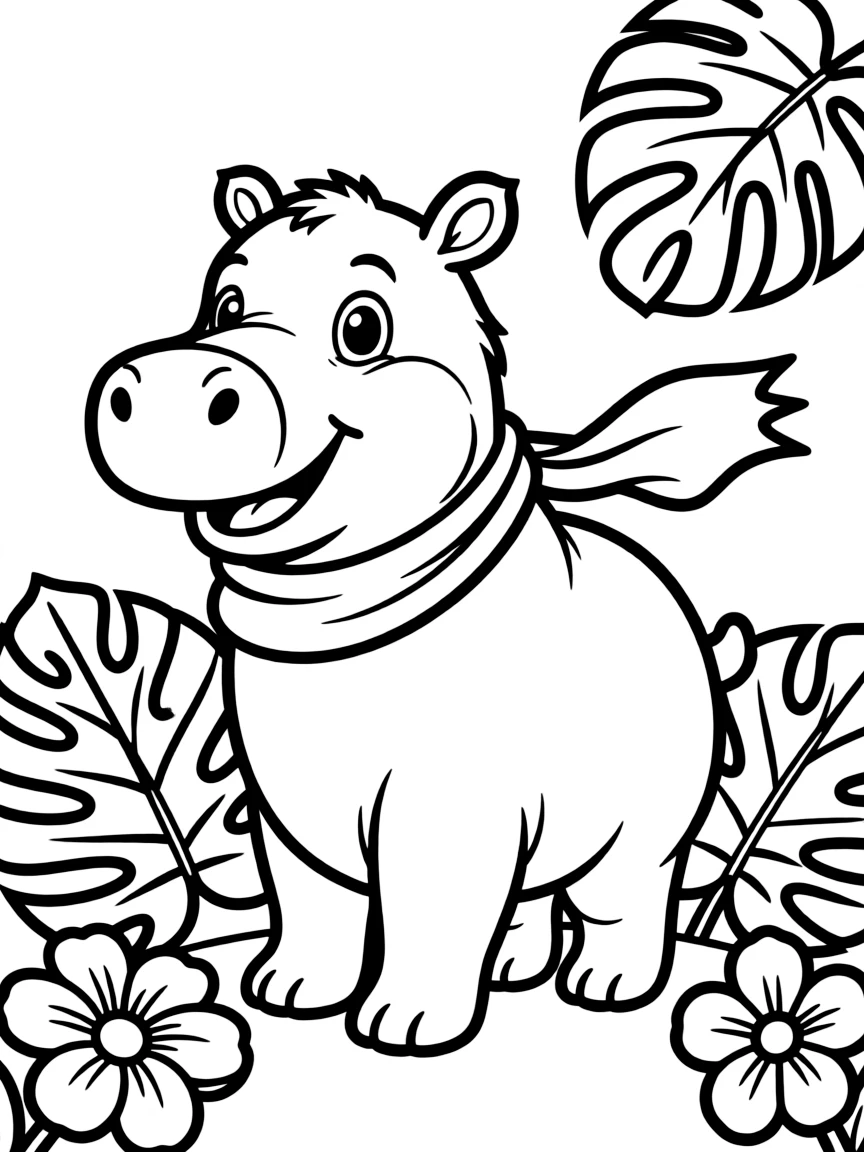 Cheerful cartoon tapir coloring page