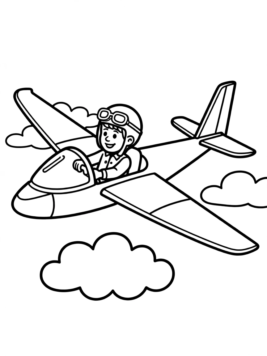Cheerful cartoon glider coloring page