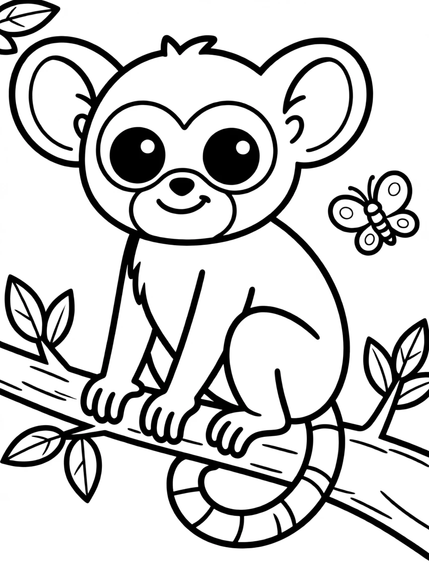 Cheerful cartoon loris coloring page