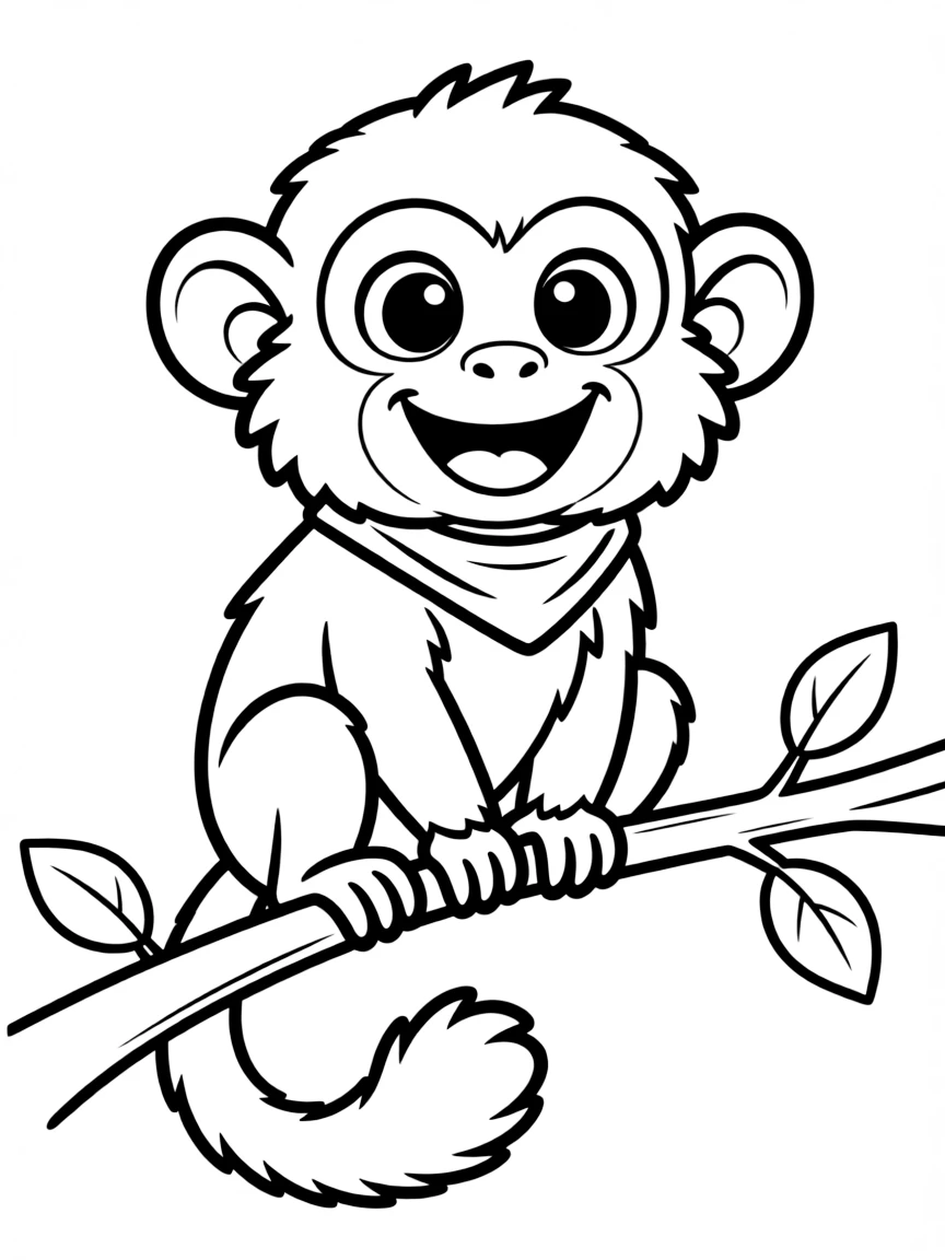Cheerful cartoon marmoset coloring page