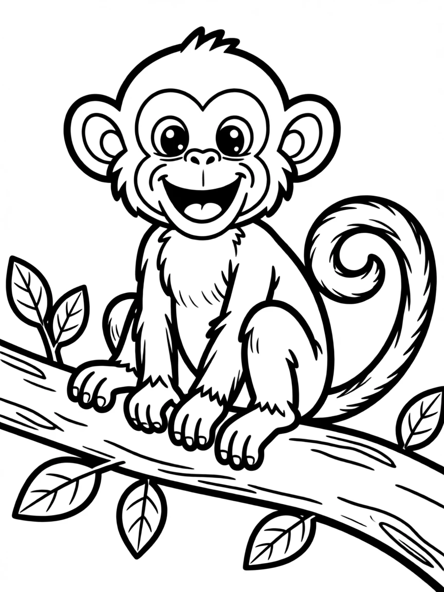 Cheerful cartoon capuchin coloring page
