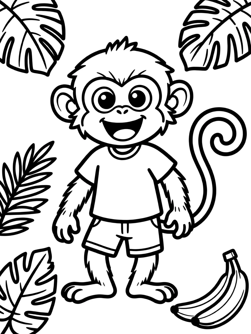 Cheerful cartoon vervet coloring page