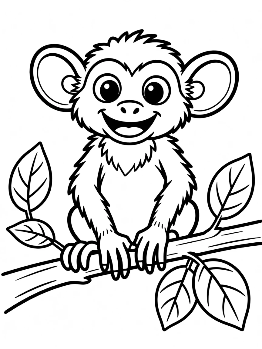 Cheerful cartoon aye-aye coloring page