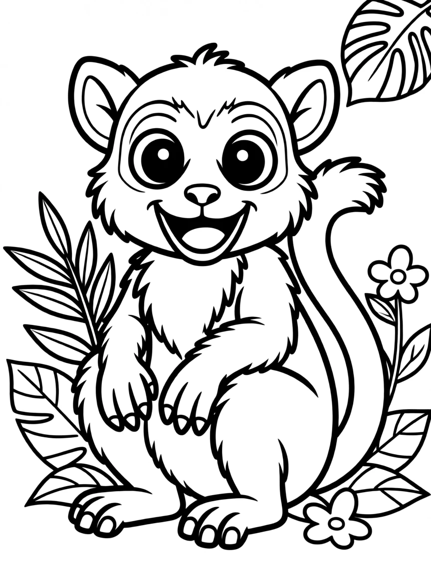 Cheerful cartoon sifaka coloring page