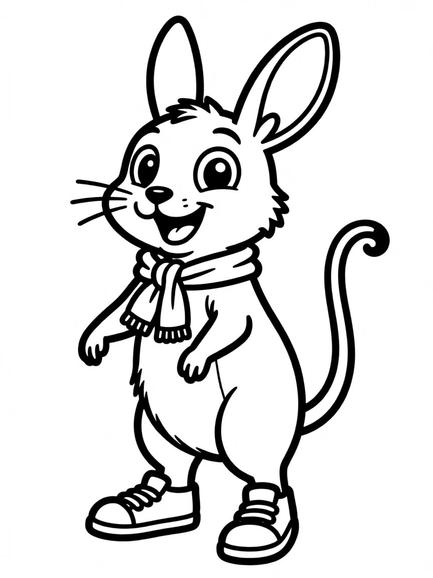 Cheerful cartoon jerboa coloring page