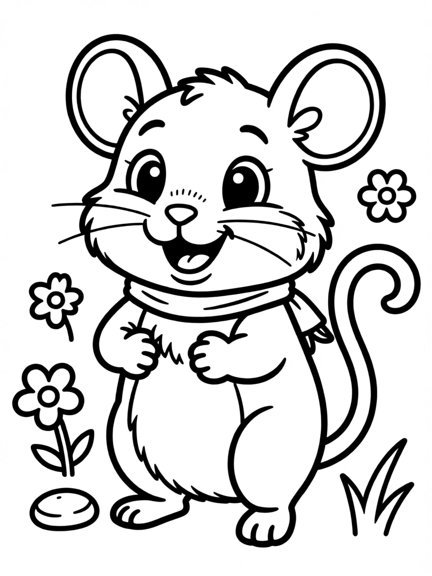 Cheerful cartoon gerbil coloring page