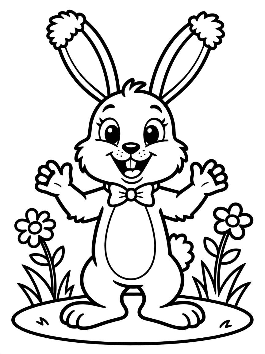 Cheerful cartoon jackrabbit coloring page