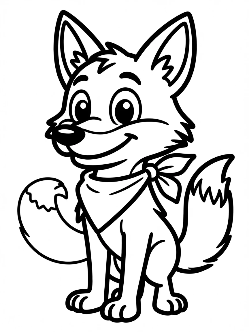 Cheerful cartoon coyote coloring page