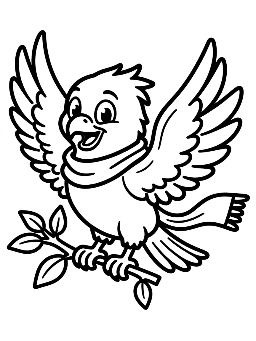 Cheerful cartoon falcon coloring page
