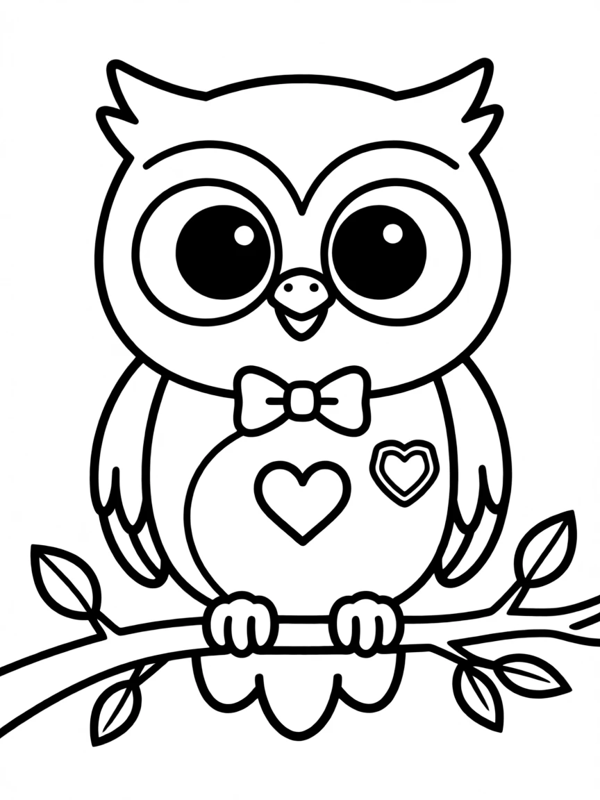 Cheerful cartoon owl coloring page