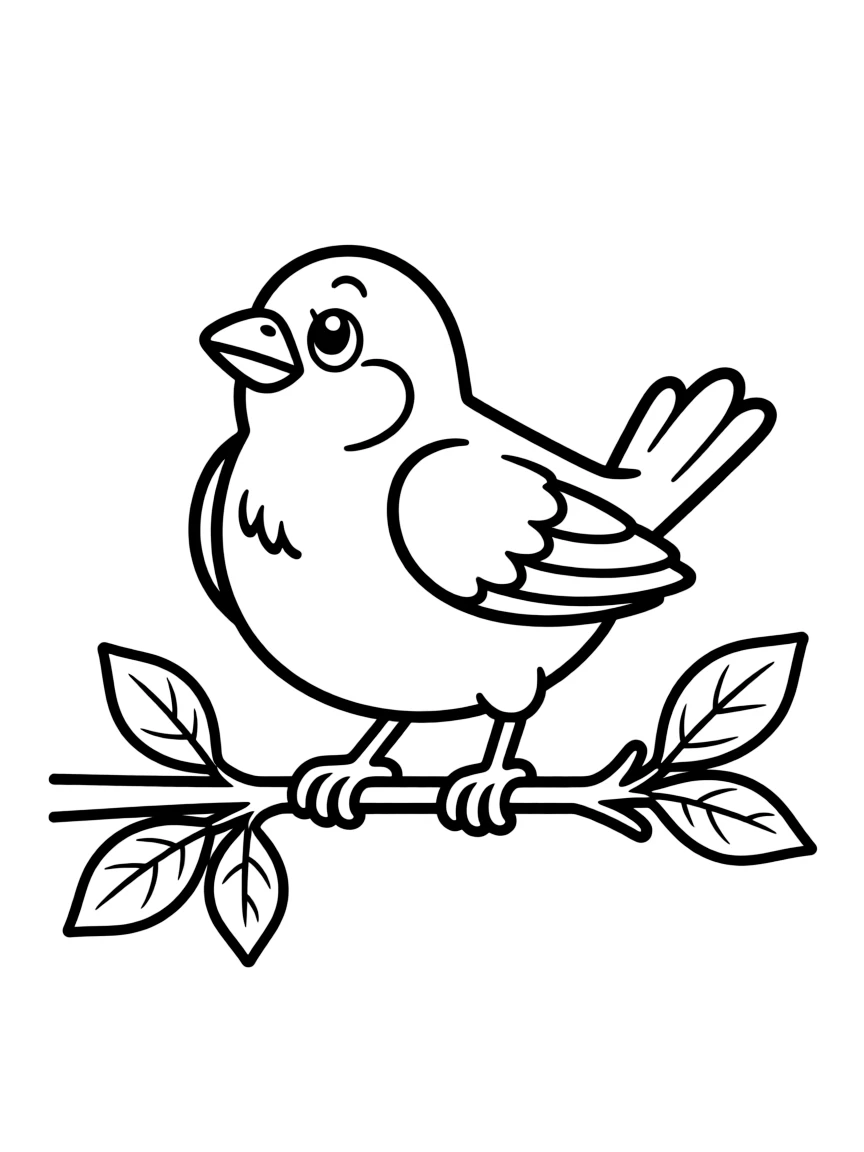 Cheerful cartoon finch coloring page