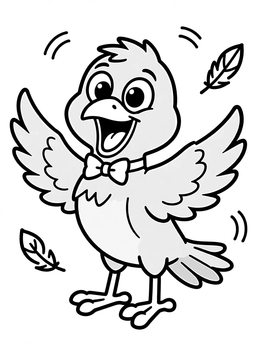 Cheerful cartoon crow coloring page