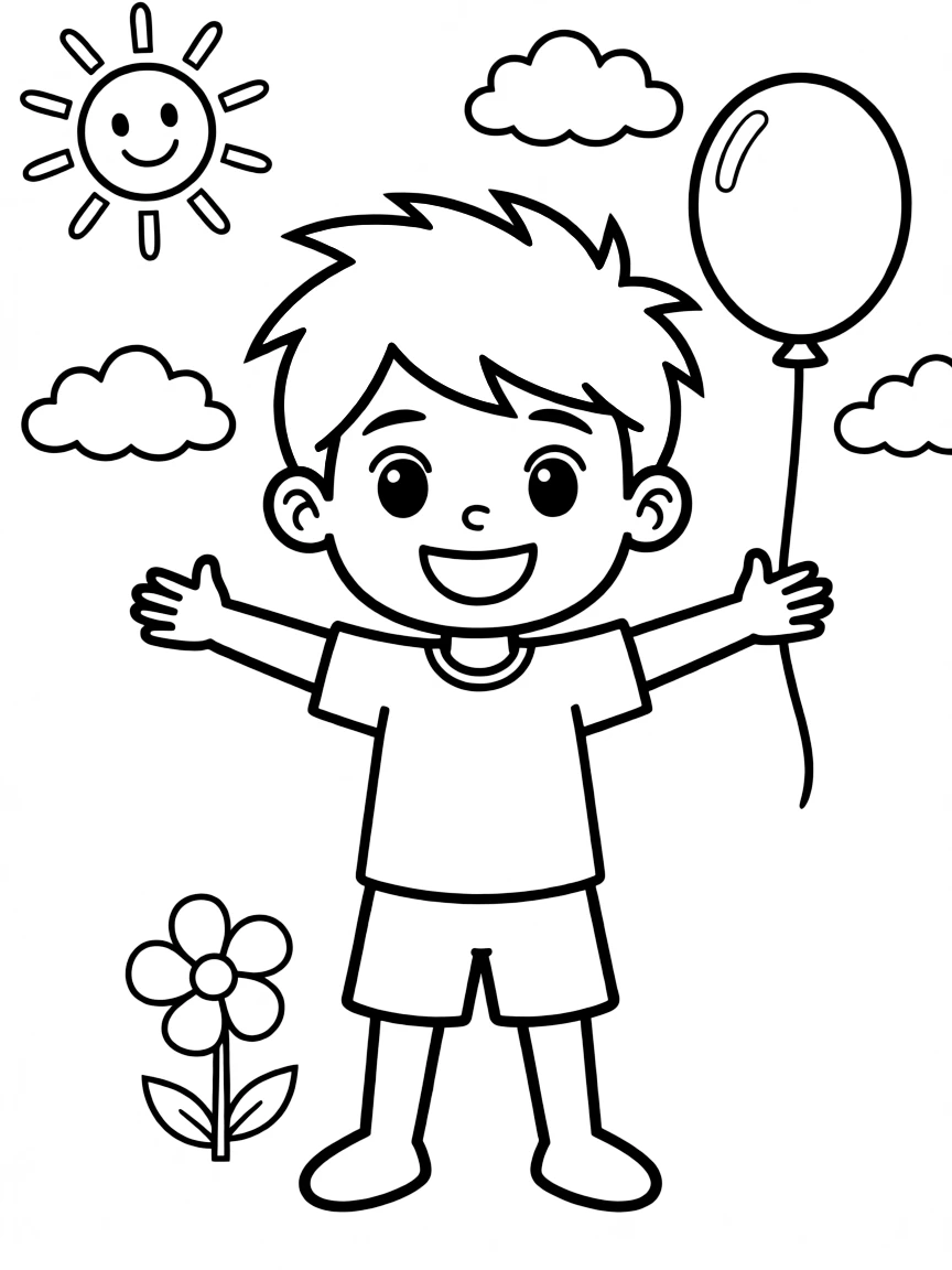Cheerful cartoon teal coloring page