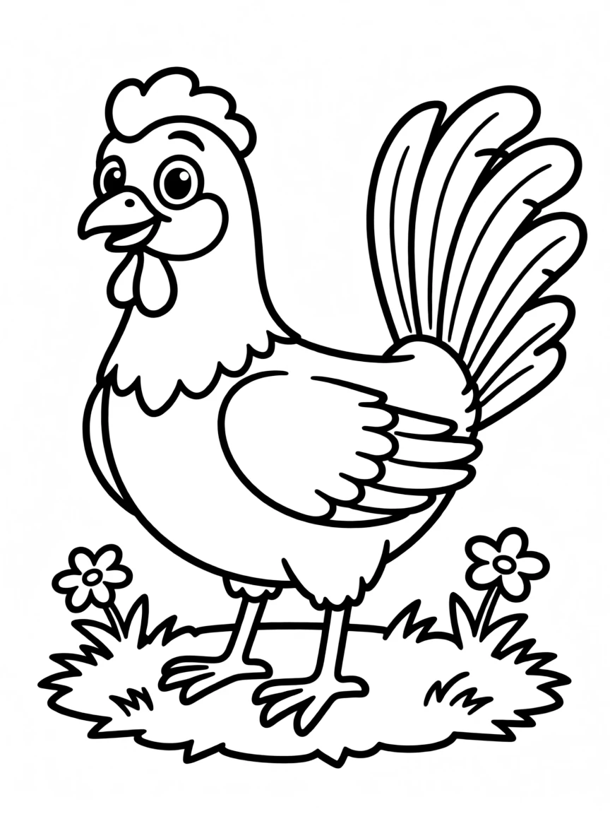 Cheerful cartoon pheasant coloring page