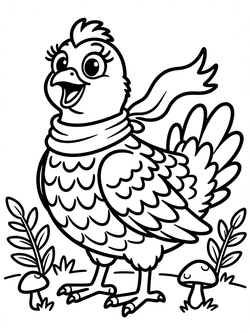 Cheerful cartoon grouse coloring page