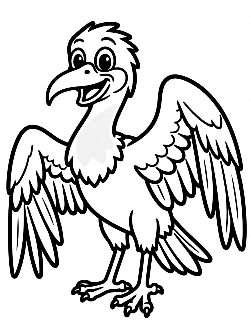 Cheerful cartoon condor coloring page