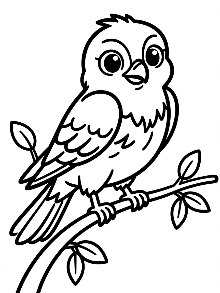 Cheerful cartoon kestrel coloring page