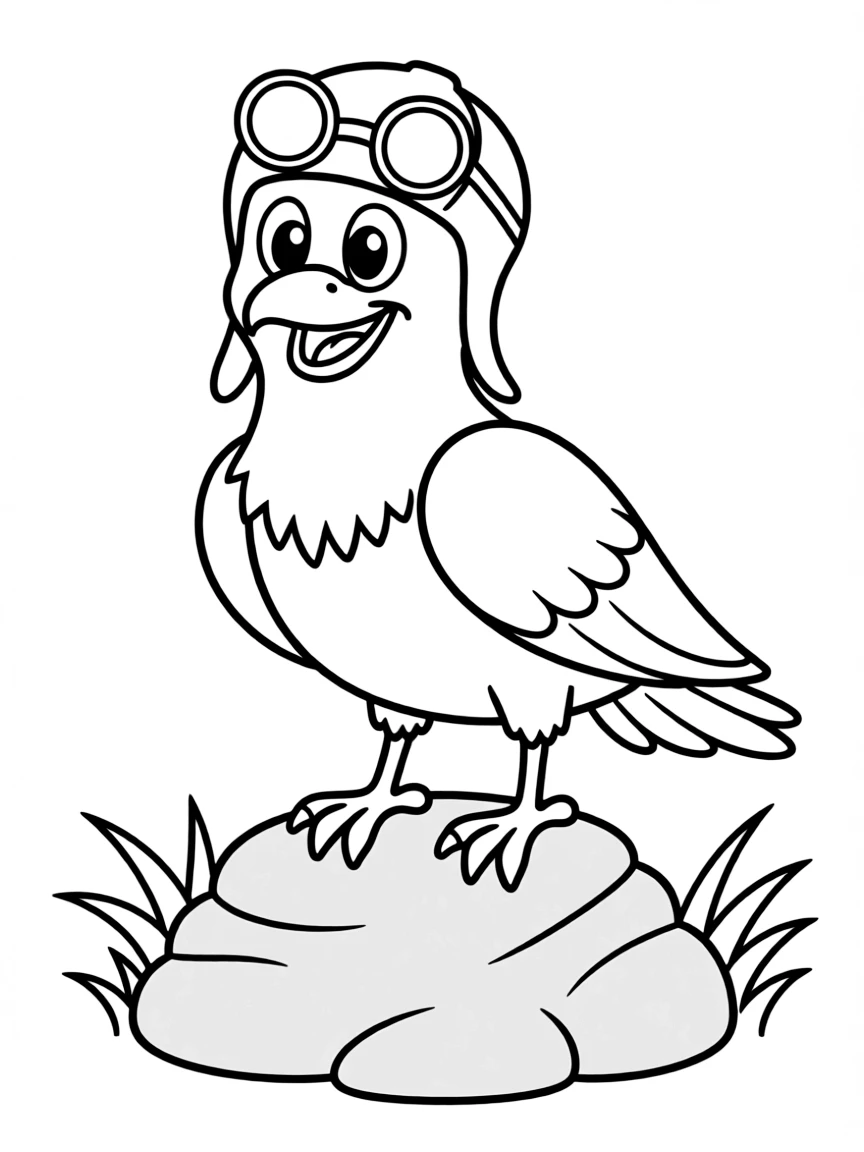 Cheerful cartoon buzzard coloring page