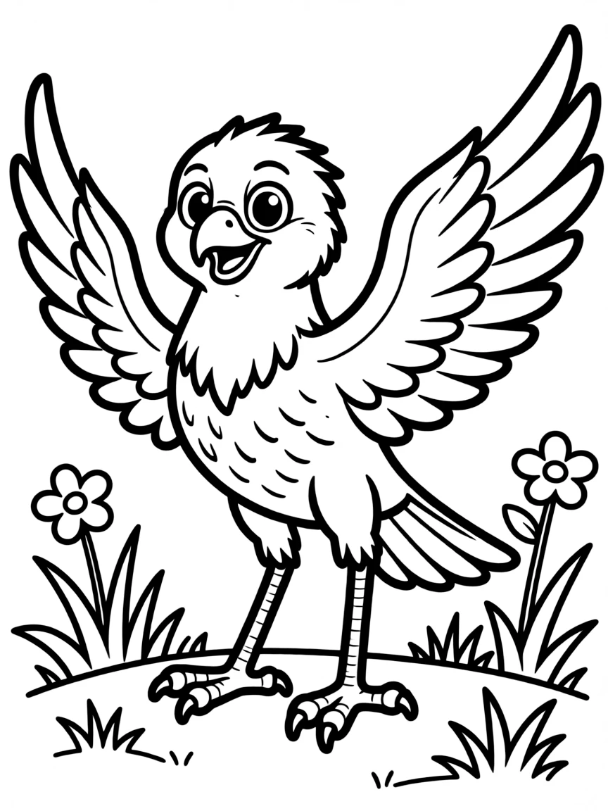 Cheerful cartoon harrier coloring page