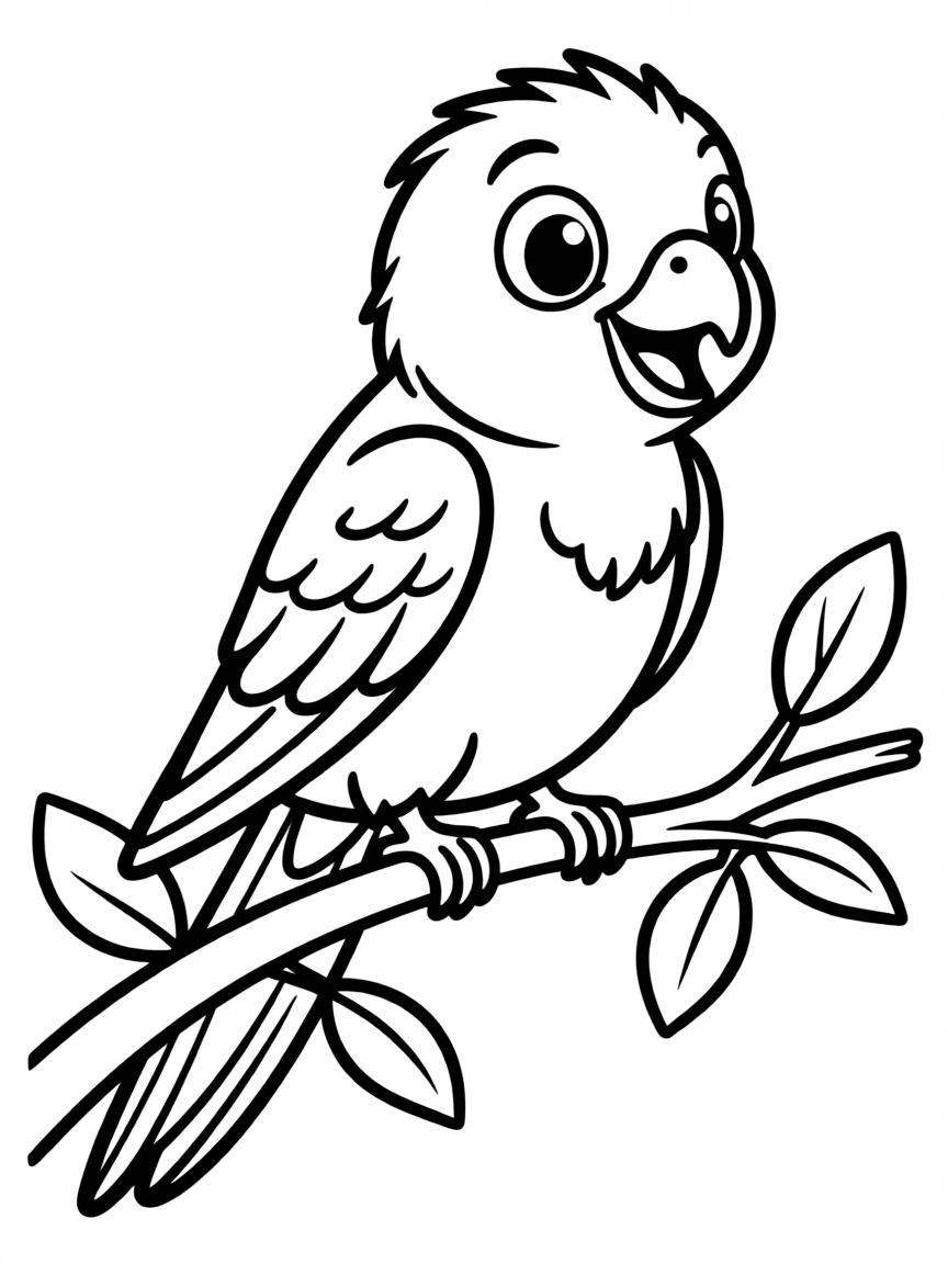 Cheerful cartoon lorikeet coloring page