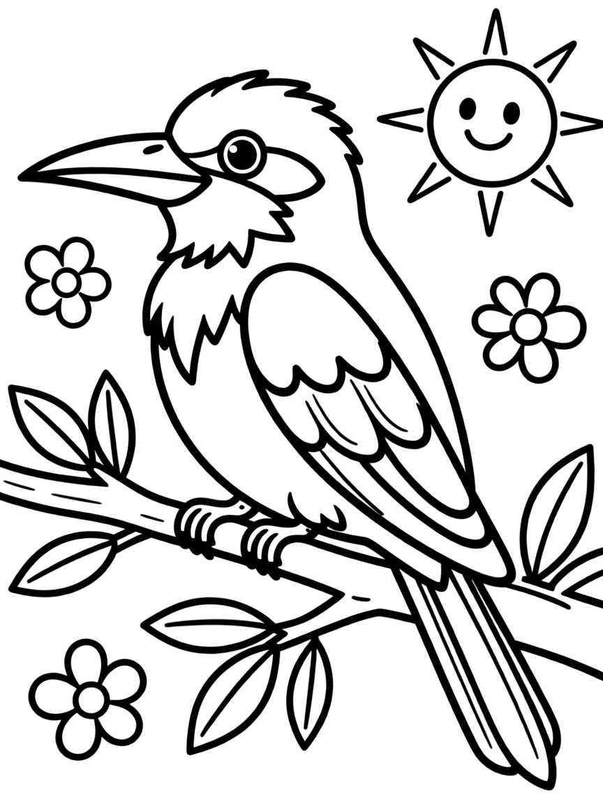 Cheerful cartoon bee-eater coloring page