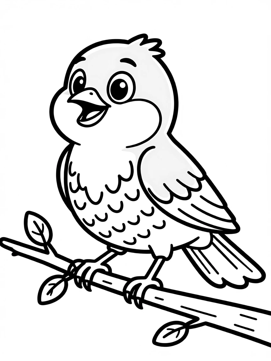 Cheerful cartoon thrush coloring page
