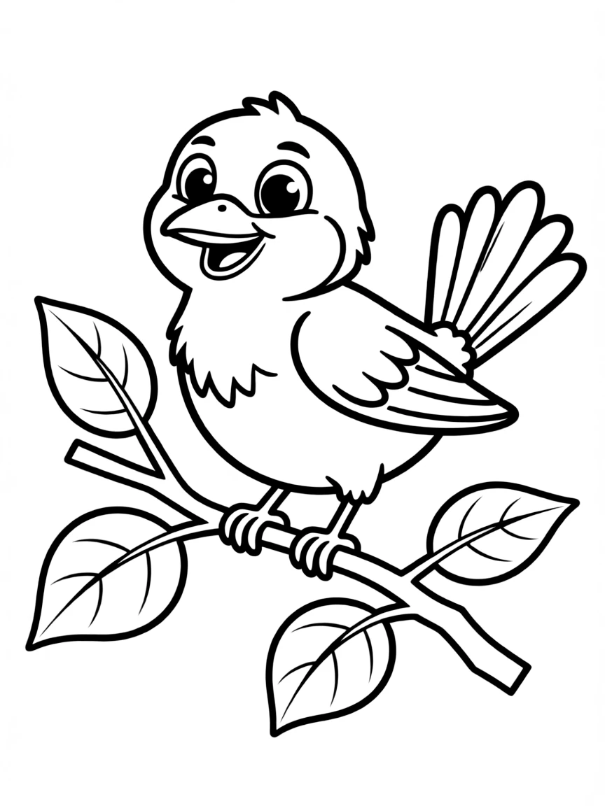 Cheerful cartoon tanager coloring page