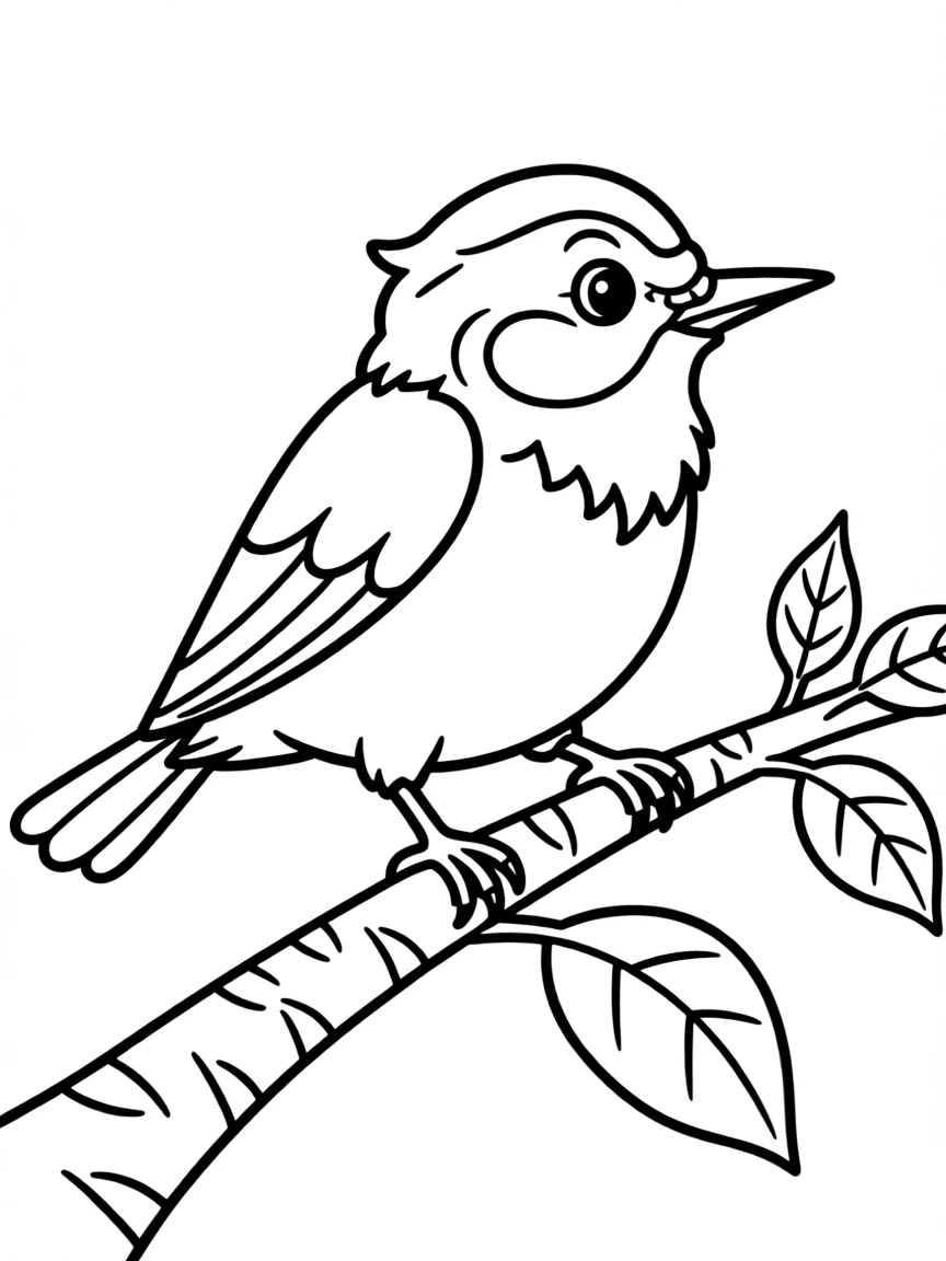 Cheerful cartoon nuthatch coloring page