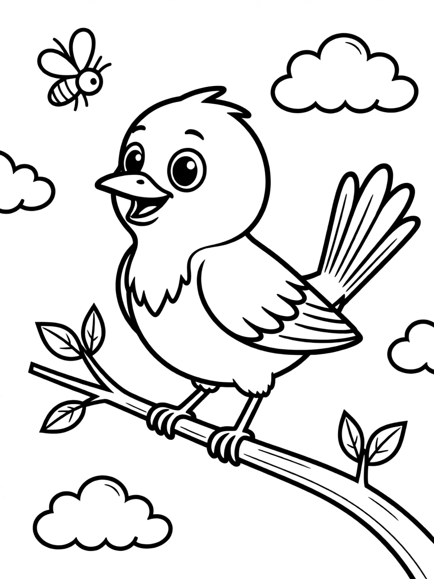 Cheerful cartoon martin coloring page