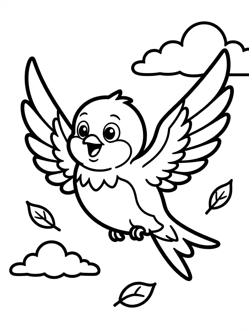 Cheerful cartoon swift coloring page