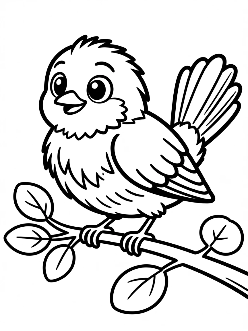 Cheerful cartoon whippoorwill coloring page