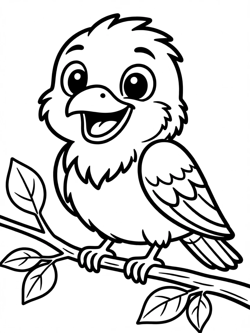 Cheerful cartoon flycatcher coloring page