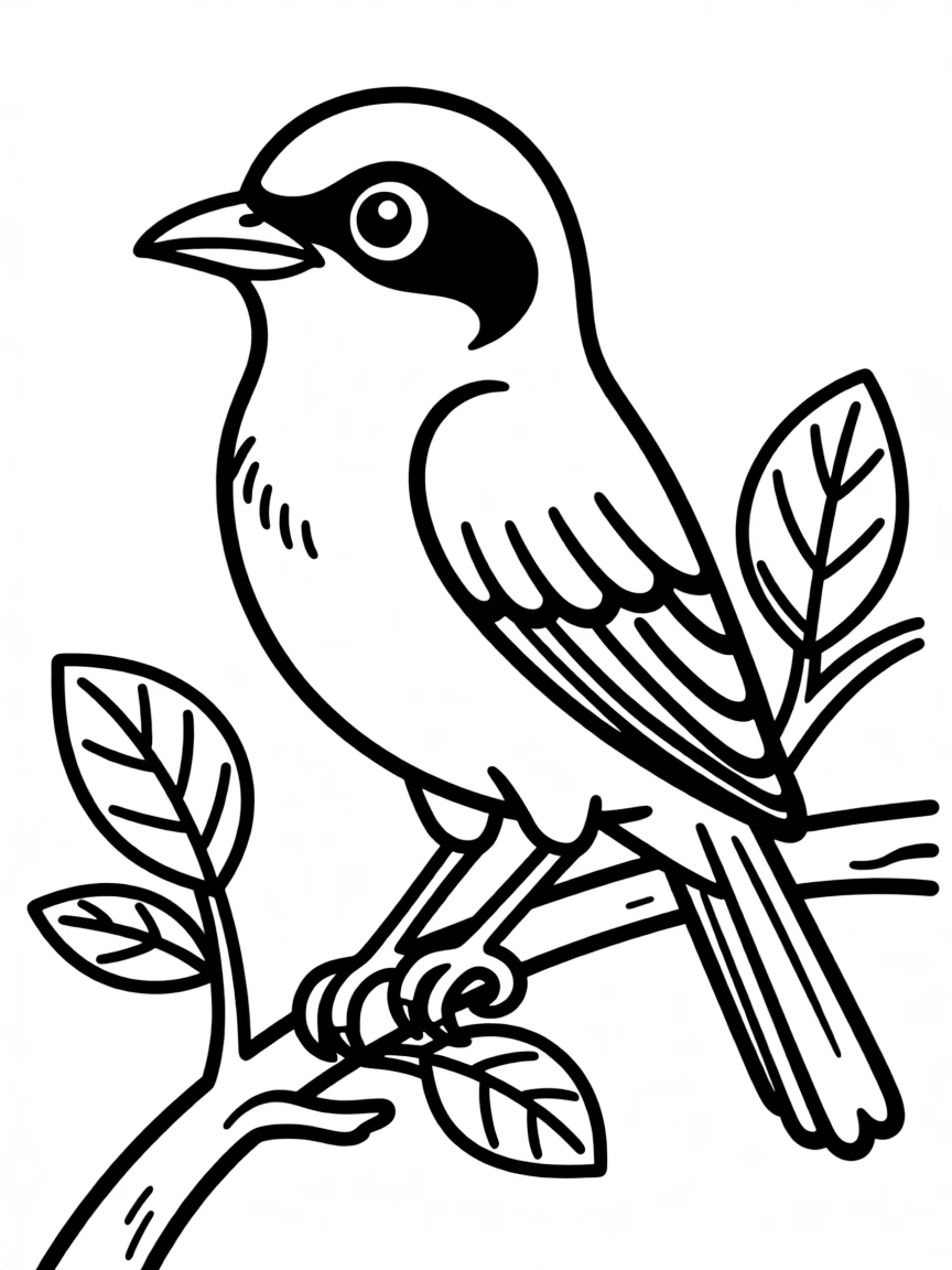 Cheerful cartoon shrike coloring page
