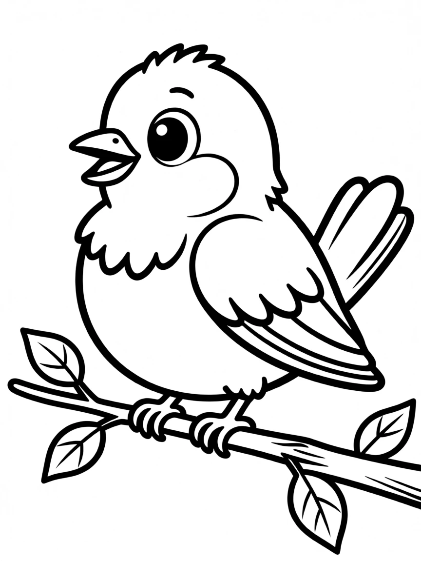 Cheerful cartoon starling coloring page
